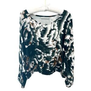 BRYN WALKER | Batwing Sleeve Abstract Print Blouse Top Modern Artsy | XL
